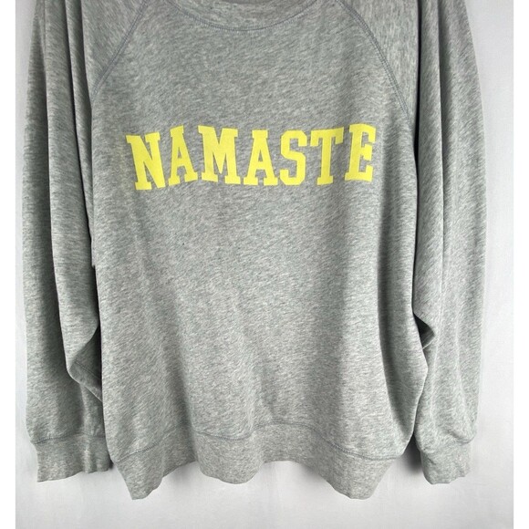 J.CREW Sweatshirt Womens Large Gray Namaste Graphic Print 100% Cotton Crew‎ Neck - Picture 3 of 11